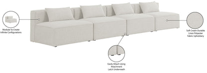 Cube - Linen Modular 4 Seat Armless Sofa