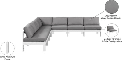 Nizuc - Outdoor Patio 7 Piece Modular Sectional With White Frame