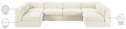 Rummi - Armless Velvet Performance Fabric Upholstered 6 Piece Modular Sectional