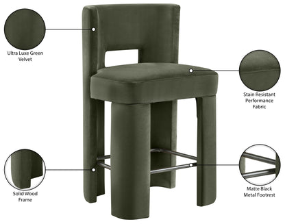 Zuno - Velvet Performance Fabric Upholstered Counter Stool (Set of 2)