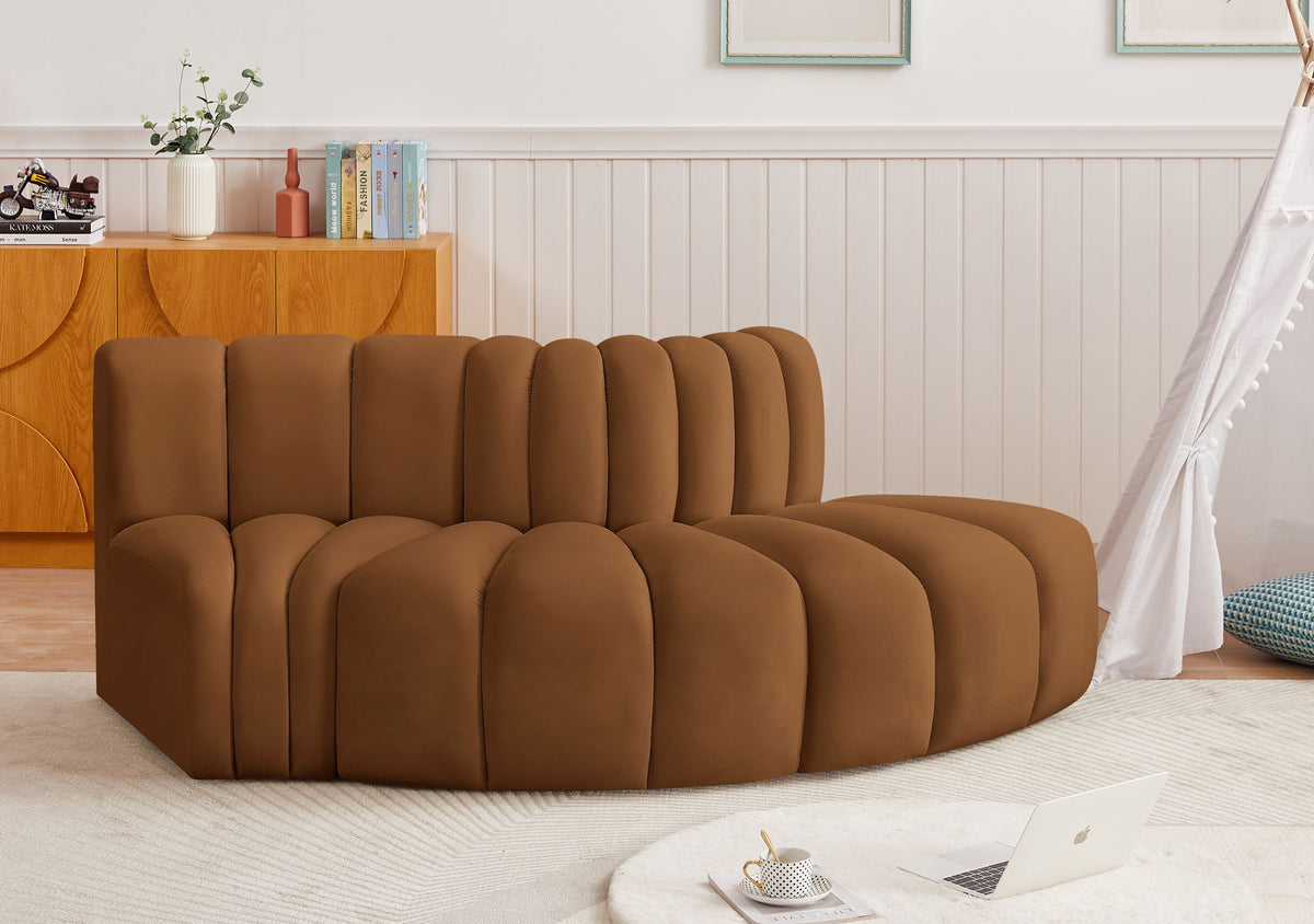 Arc - Velvet 3 Piece Modular Sofa - Saddle