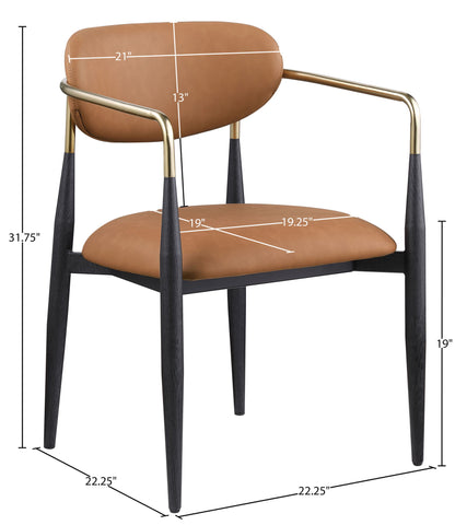 Ronda - Vegan Leather Upholstered Dining Arm Chair - Black Legs