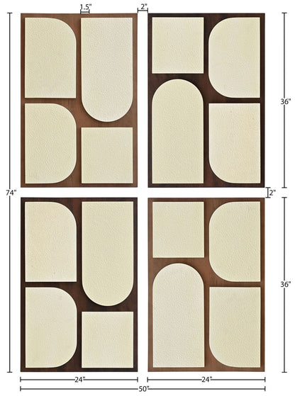 Icon - Mango Wood 4 Piece Wall Art - Brown / Natural