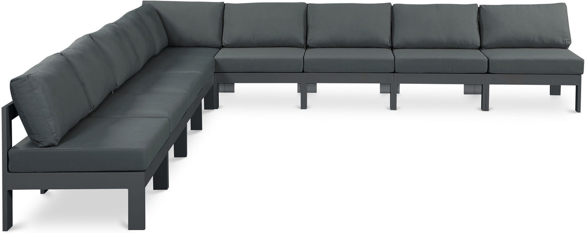 Nizuc - Outdoor Patio 9 Piece Modular Sectional With Gray Frame