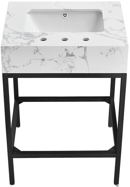 Marmo - Engineered Marble Bathroom Vanity With Black Base
