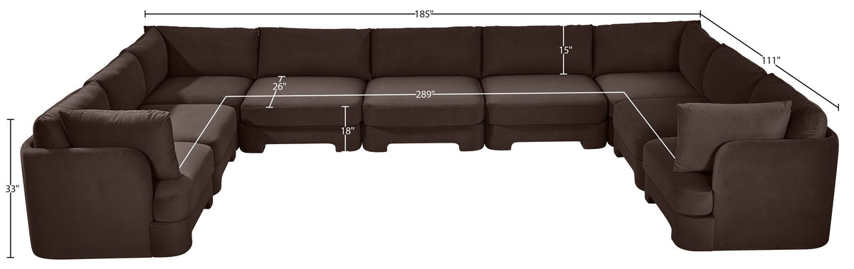 Hammond - Velvet Performance Fabric Upholstered 9 Piece Sectional