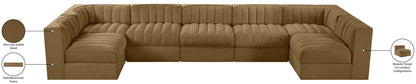 Rummi - Velvet Performance Fabric Upholstered 7 Piece Modular Sectional (With 2 Corner Chairs)