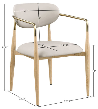 Ronda - Vegan Leather Upholstered Dining Arm Chair - Natural Legs