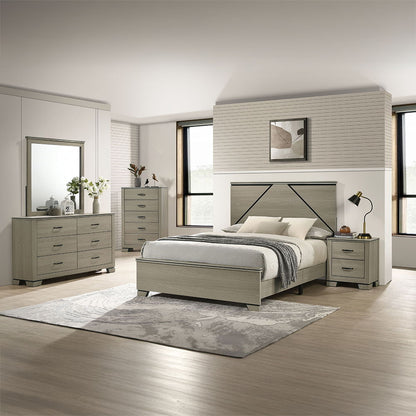 Joanna - Queen Bed With LED - Weathered Gray