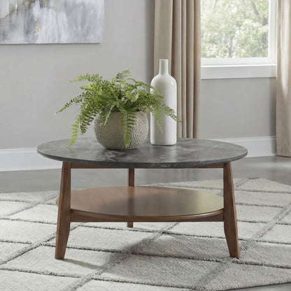 Bradley Round SmartTop Cocktail Coffee Table Smokey Grey and Brown