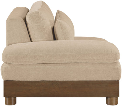 Turin - Chenille Fabric Upholstered Modular Arm Chair - Walnut Base