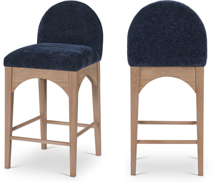 Waldorf - Chenille Stool With Natural Legs