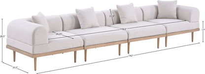 Laguna - 4 Piece Resilient Water Resistant Fabric 142" Upholstered Outdoor Patio Modular Sofa