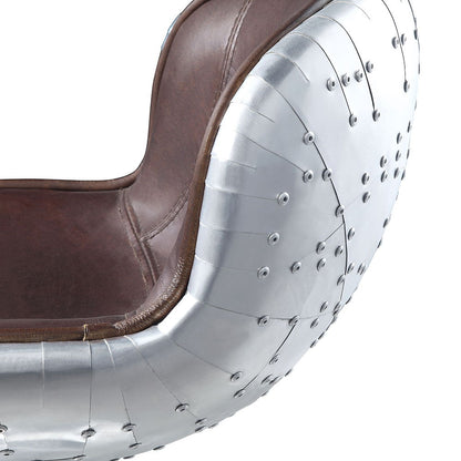 Brancaster - Adjustable Stool With Swivel - Vintage Brown Top Grain Leather & Aluminum