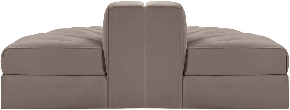Rummi - Velvet Performance Fabric Upholstered 2 Piece Rounded Modular Loveseat