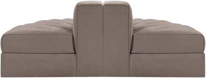 Rummi - Velvet Performance Fabric Upholstered 2 Piece Rounded Modular Loveseat