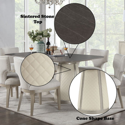 Kasa - Dining Table - Sintered Stone Top & Champagne