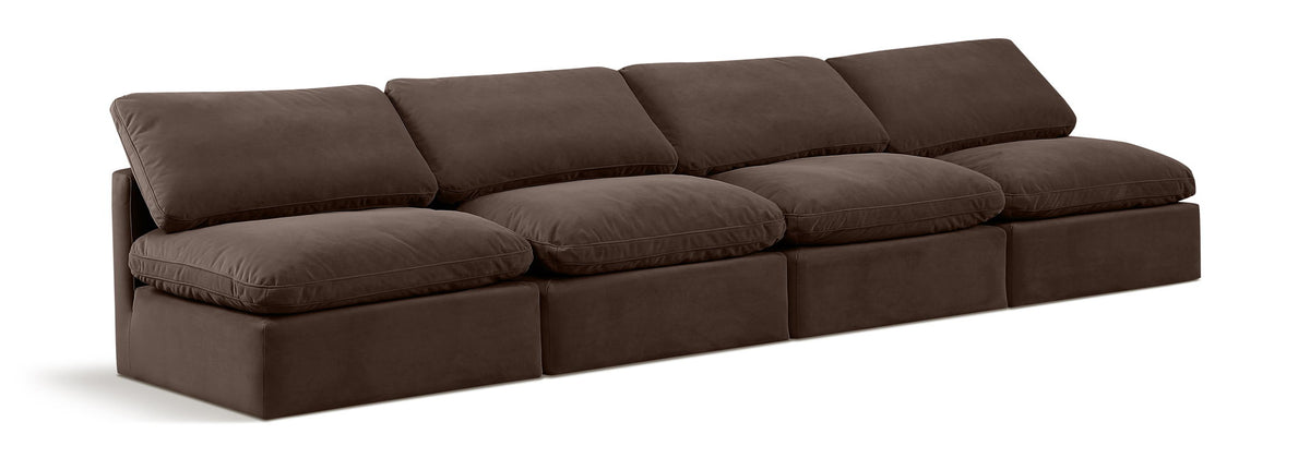 Indulge - Velvet 4 Seat Modular Armless Sofa
