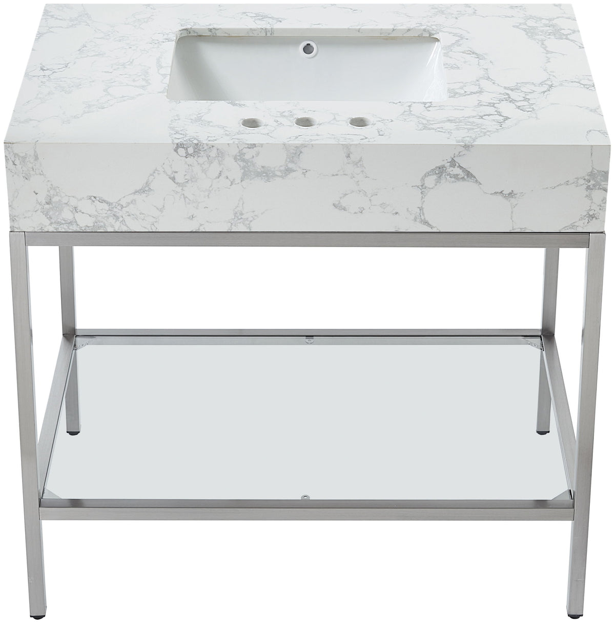 Marmo - Engineered Marble Bathroom Vanity With Chrome Base