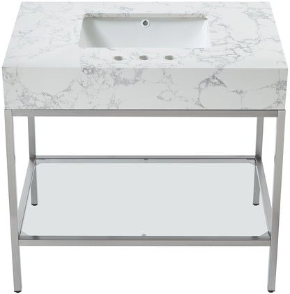 Marmo - Engineered Marble Bathroom Vanity With Chrome Base