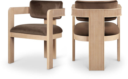 Sacha - Velvet Dining Chair With Natural Base (Set of 2)