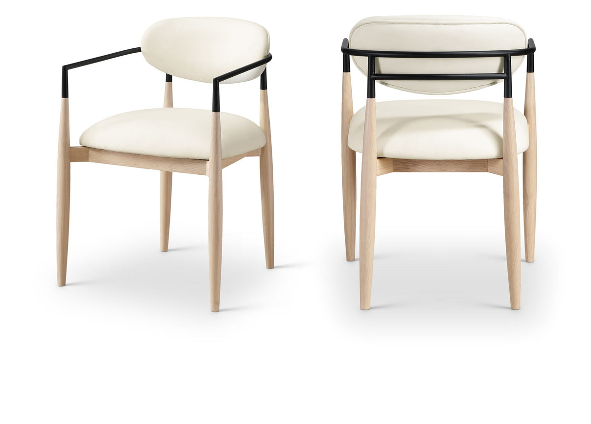 Riccio - Faux Leather Dining Arm Chair (Set of 2) - Natural Frame
