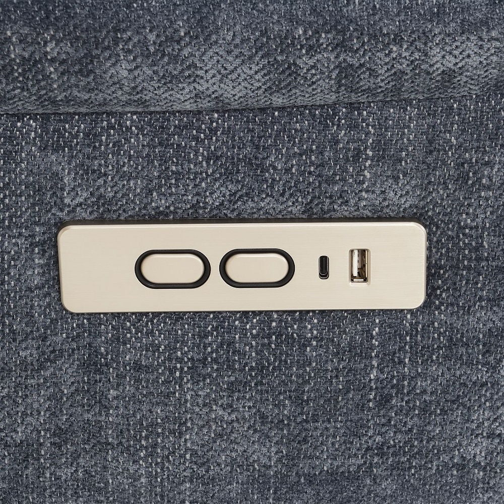 Omarion - Power Recliner With Lift, Heating & Massage - Blue Chenille