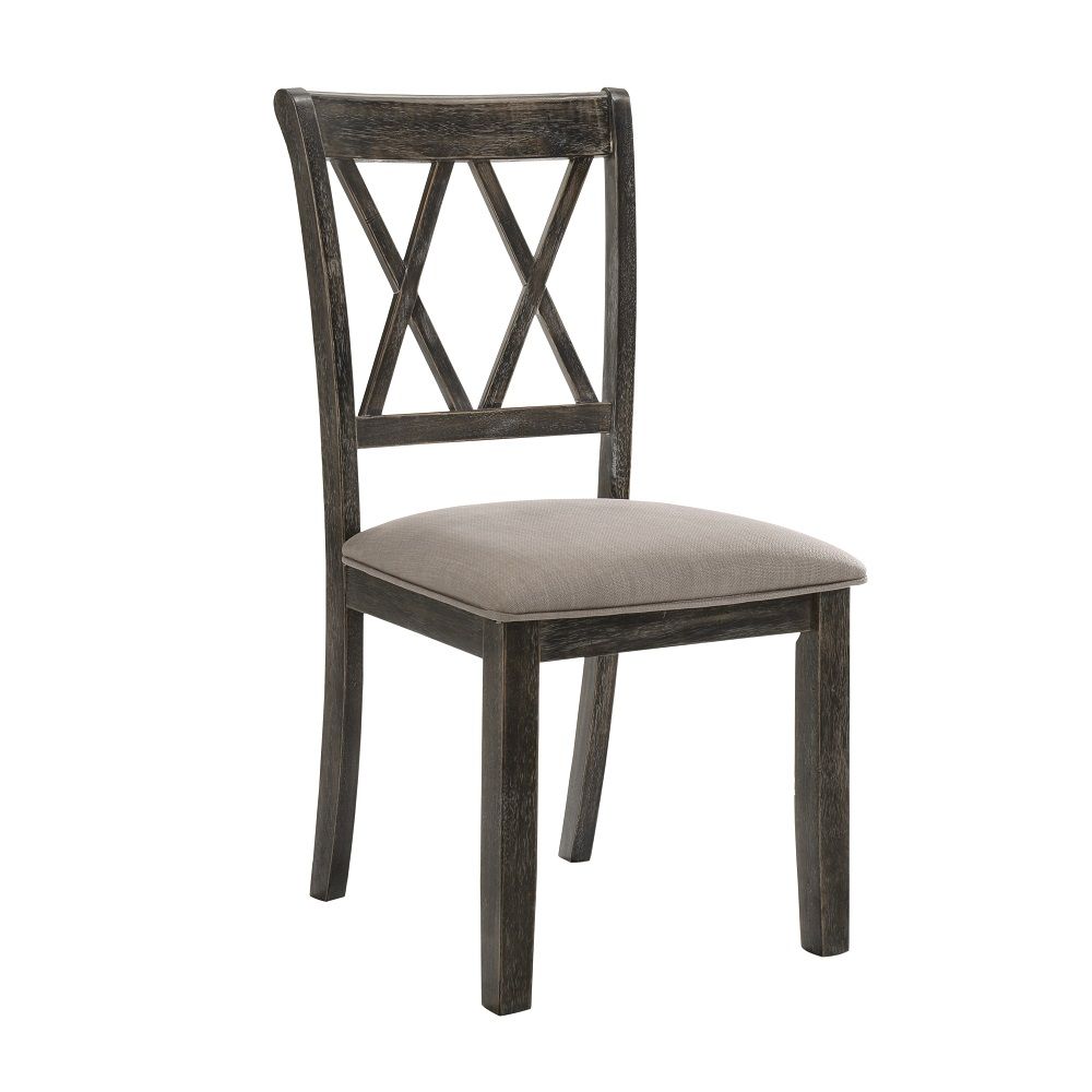 Claudia II - Side Chair (Set of 2) - Beige Fabric & Weathered Gray