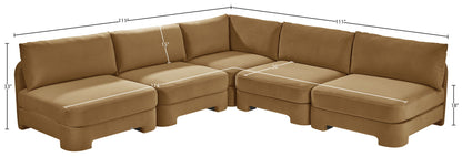 Hammond - Velvet Performance Fabric Upholstered 5 Piece Armless Sectional