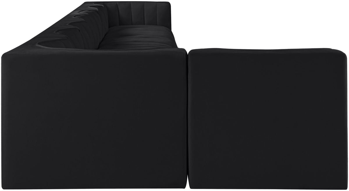 Rummi - Velvet Performance Fabric Upholstered 8 Piece Modular Sectional, L-Shaped (Right)