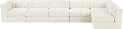 Rummi - Velvet Performance Fabric Upholstered 6 Piece Modular Sectional, L-Shaped (Right)