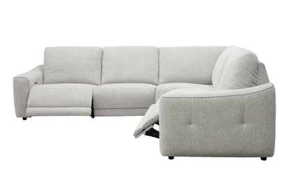 Julianna - 5 Piece Power Reclining Sectional With Power Headrests - Crisp Taupe