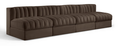 Rummi - Armless Velvet Performance Fabric Upholstered 4 Piece Modular Sofa