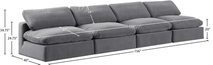 Comfy - Velvet Modular Armless Sofa 4 Seats