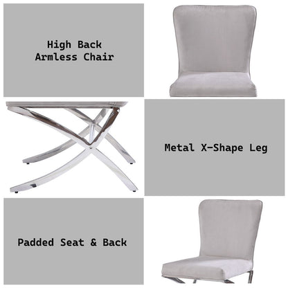 Daire - Side Chair (Set of 2) - Light Gray Velvet & Chrome
