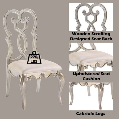 Esteban - Side Chair (Set of 2) - Ivory Velvet & Antique Champagne
