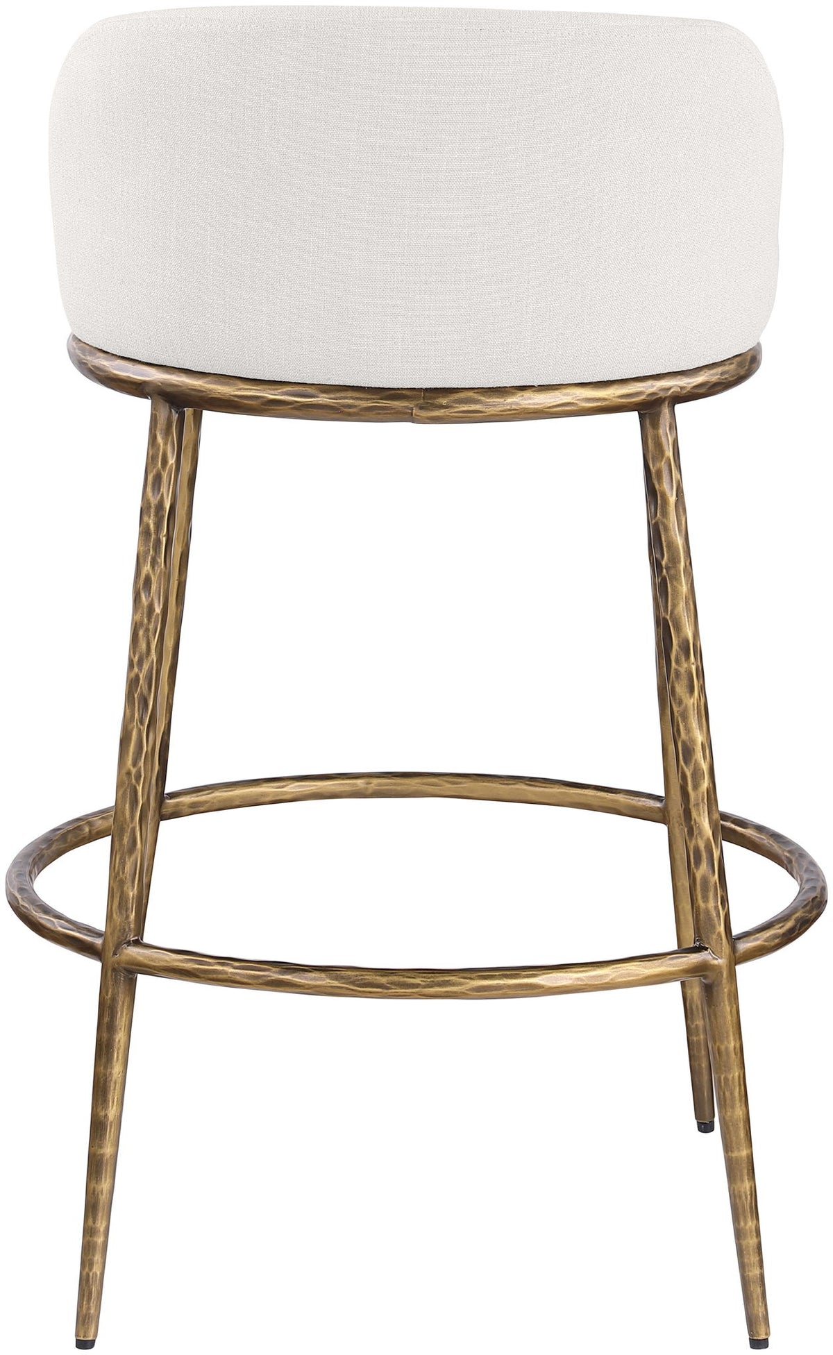 Ferro - Performance Fabric Upholstered Bar Stool - Cream / Antique Brass