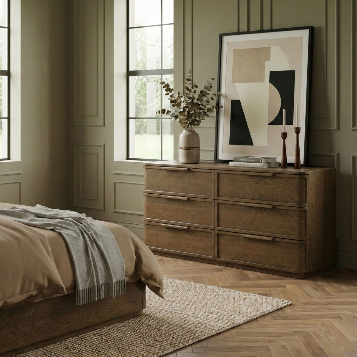 Tiberio - Oak Veneer And Solid Wood Dresser