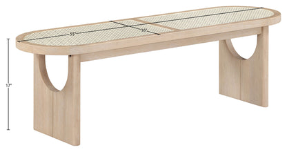 Canovia - Solid Wood And Faux Cane Bench
