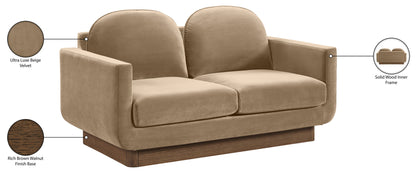 Diviento - Velvet Performance Fabric Upholstered Loveseat