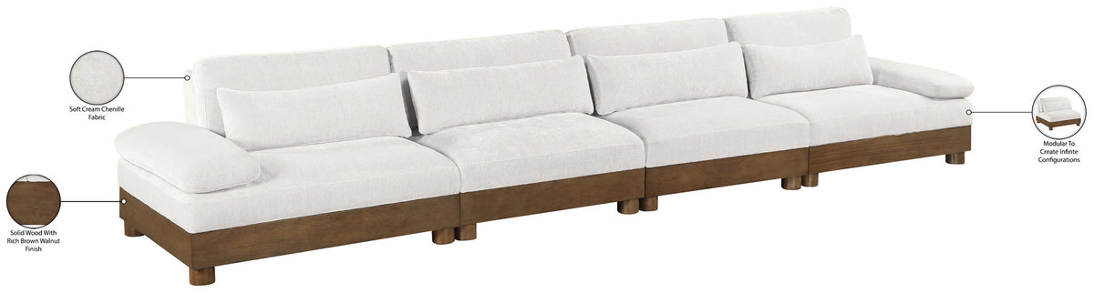 Turin - Chenille Fabric Upholstered Modular Sectional - Cream