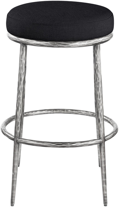 Ferro - Performance Fabric Upholstered Backless Bar Stool - Antique Silver