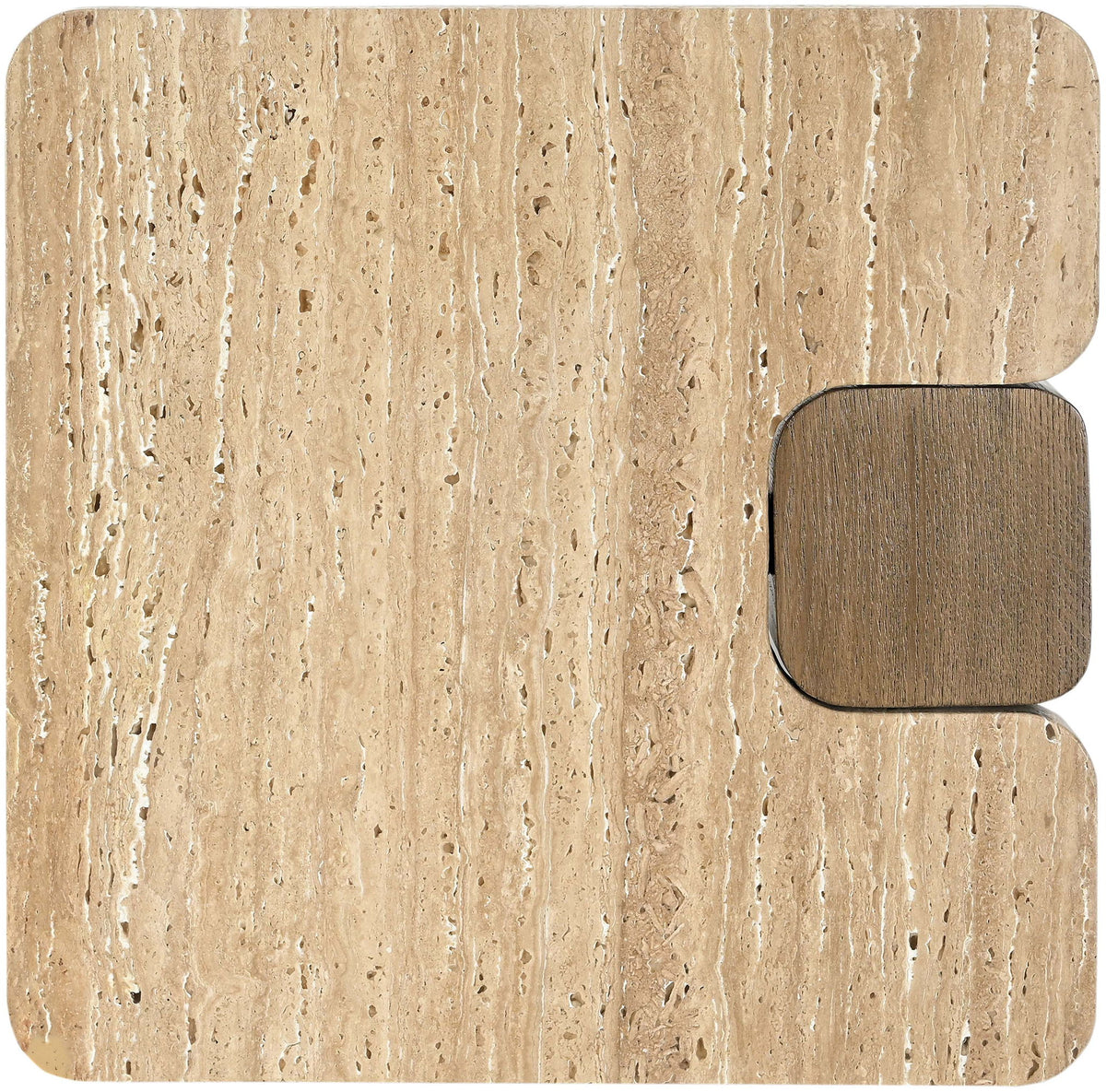 Ravenna - Genuine Fabric Travertine And Oak Wood Table