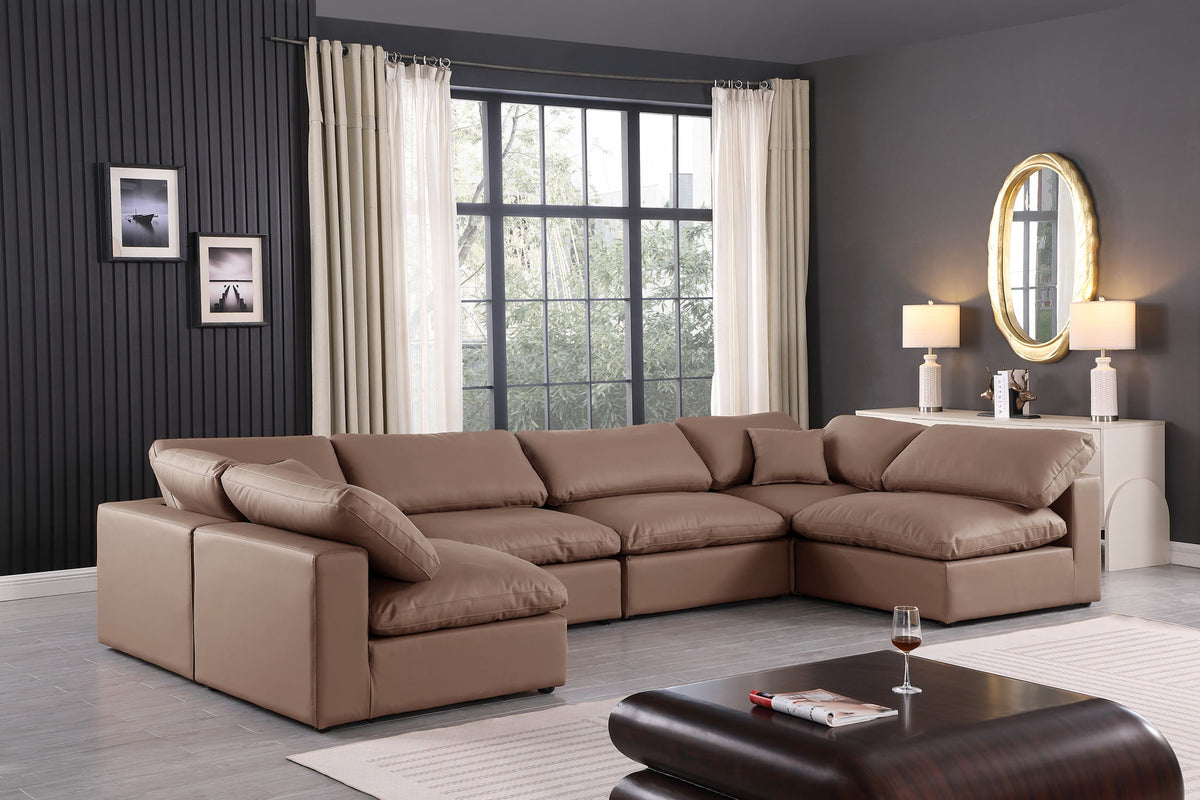 Comfy - 6 Piece Faux Leather Modular Armless Sectional
