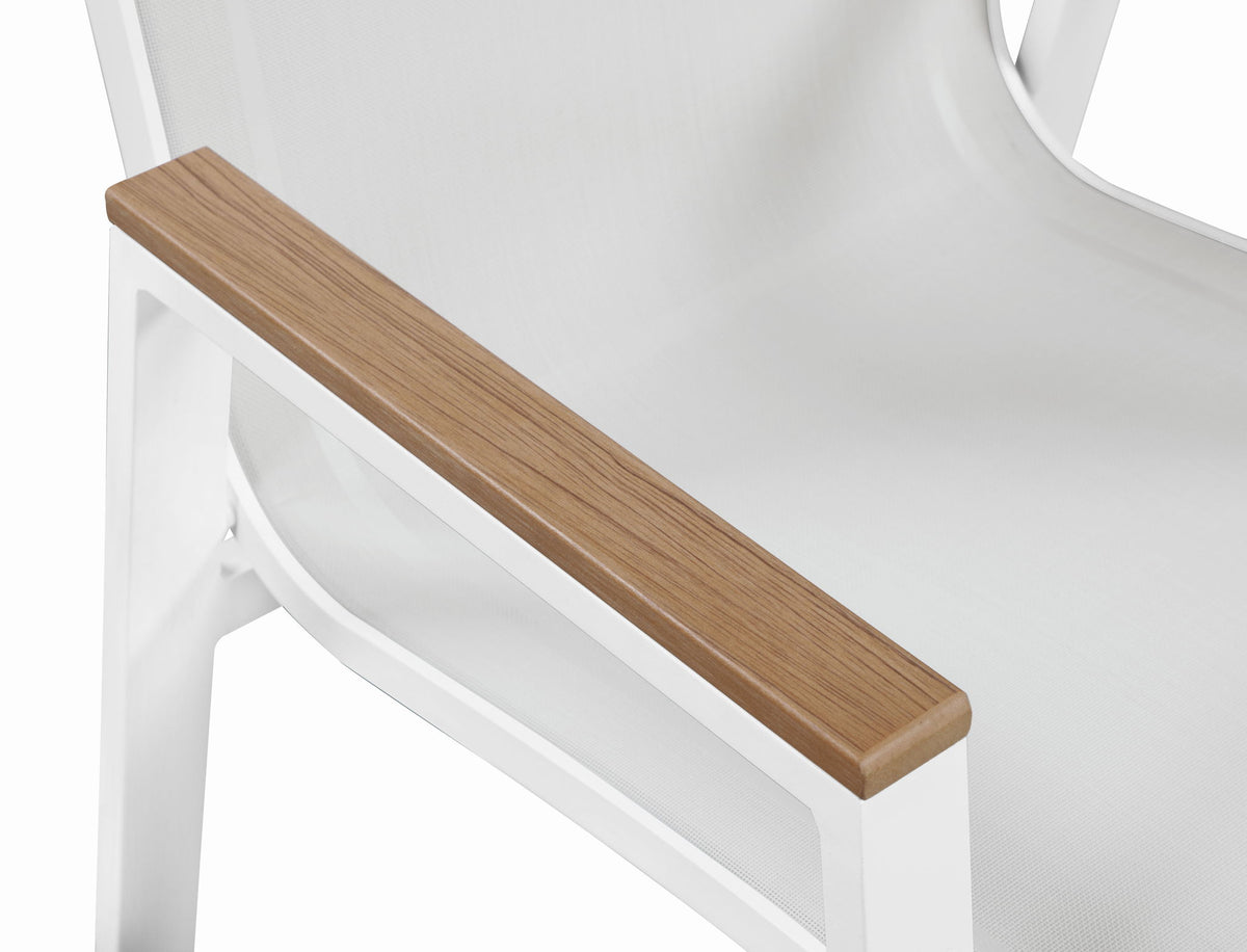 Nizuc - Outdoor Patio Dining Arm Chair With White Frame And Natural Arms (Set of 2)