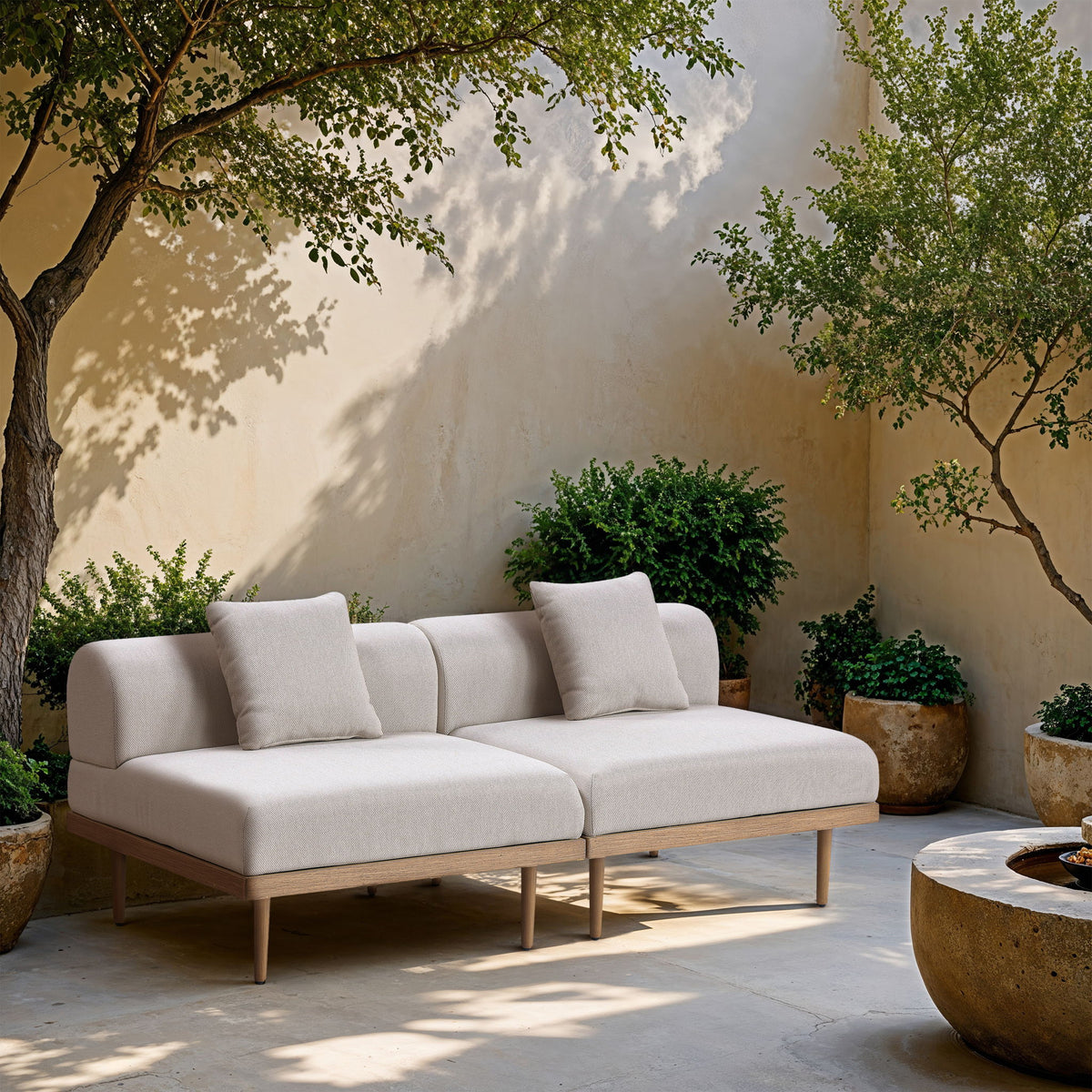 Laguna - 2 Piece Resilient Water Resistant Fabric 71" Outdoor Patio Armless Modular Loveseat