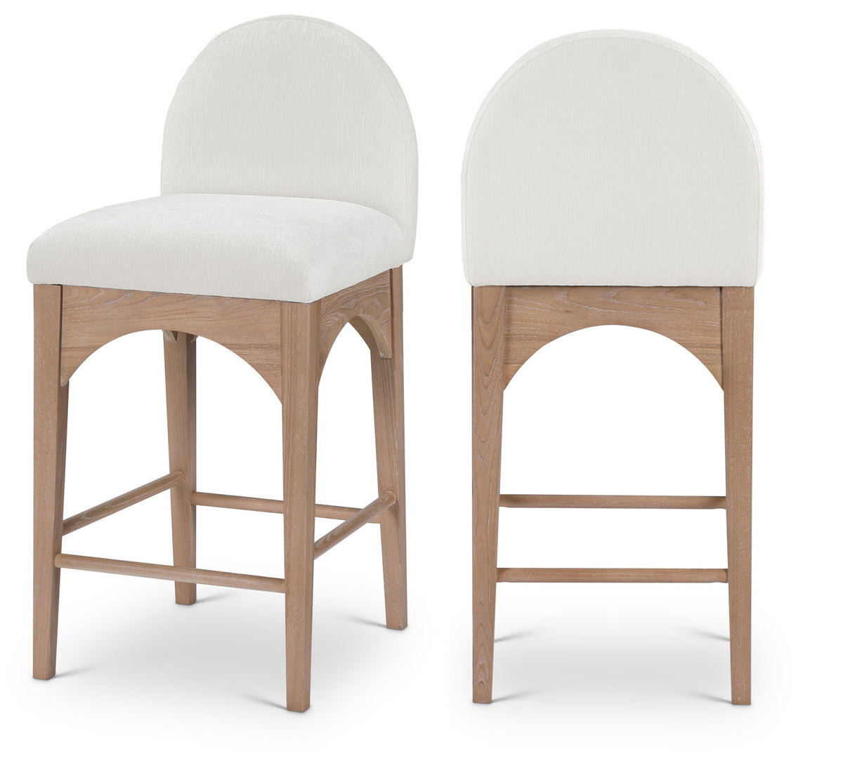 Waldorf - Chenille Stool With Natural Legs