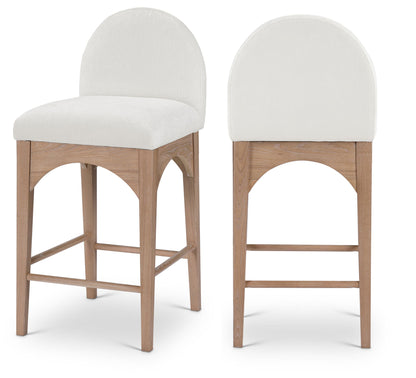 Waldorf - Chenille Stool With Natural Legs