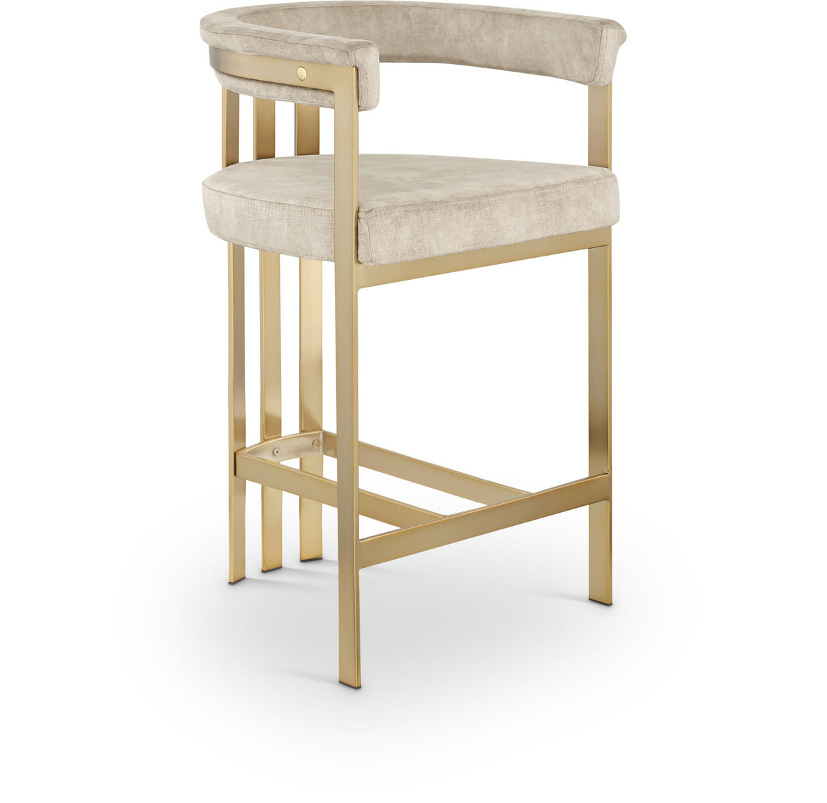 Marcello - Counter Stool With Brushed Gold Iron Frame (Set of 2) - Beige