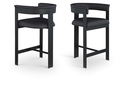 Romeo - Faux Leather Counter Stool With Black Base (Set of 2)